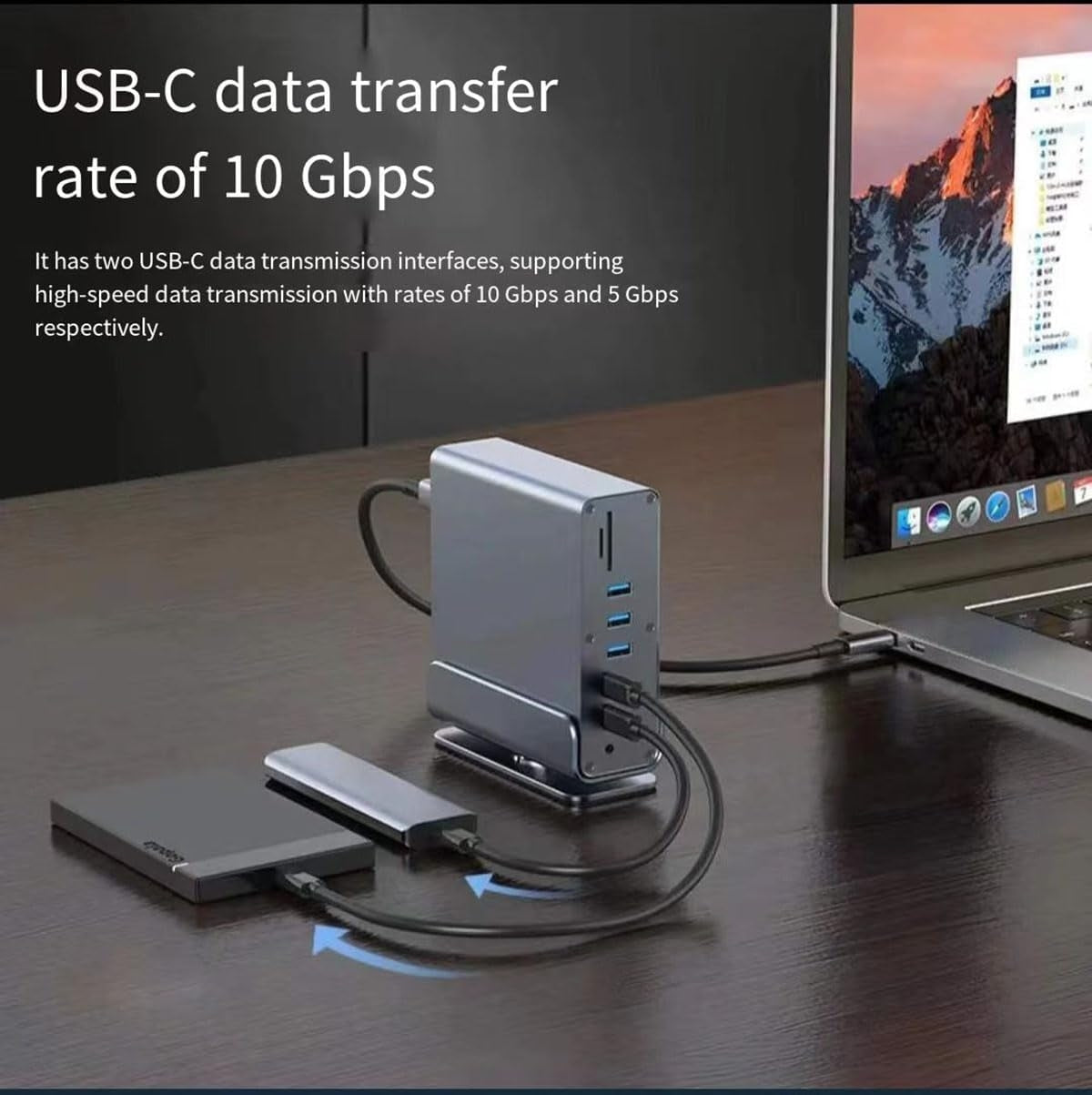 15 in 1 USB C Docking Station 4K@60Hz HDMI and DisplayPort, 3*USB 3.0, 2*USB 2.0, PD 100W Charg, 1000Mbps RJ45 Ethernet for Windows and Mac OS