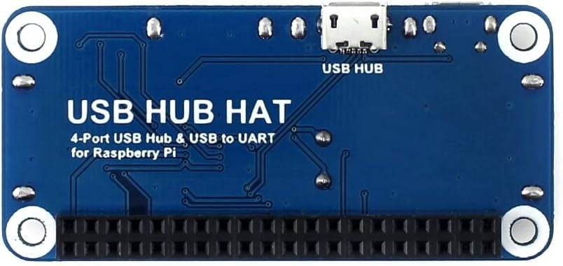 USB HUB HAT med 4 porte til Raspberry Pi Zero/A+/B/B+/2/3 – Understøtter USB-A og seriel fejlfinding via USB til UART