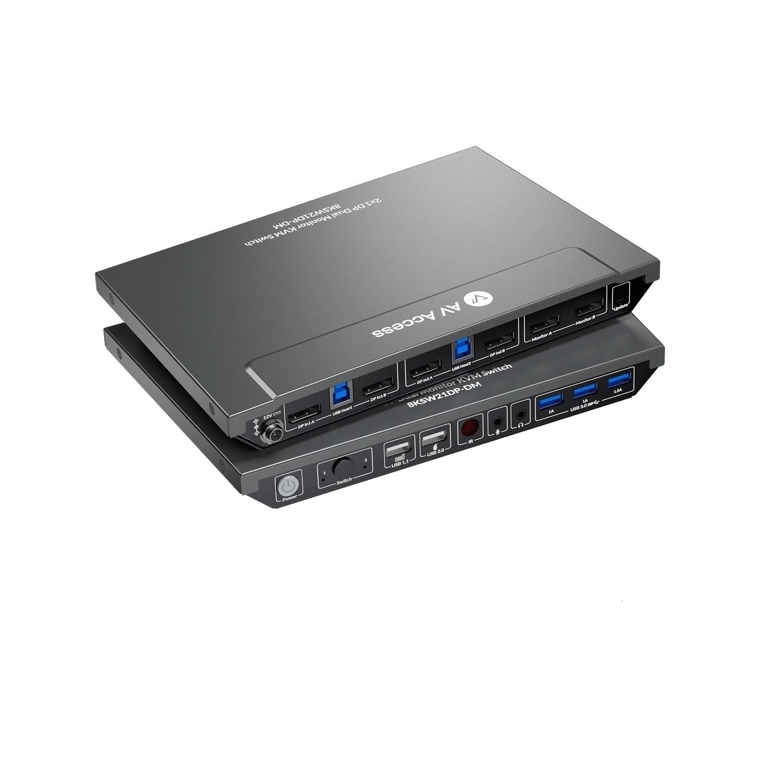 AV Access 8K DisplayPort KVM-switch til to computere til to skærme