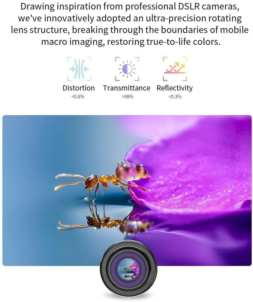 APEXEL 10-20X Makrolinse til Telefoner, Fotolinsekit med Universalclip