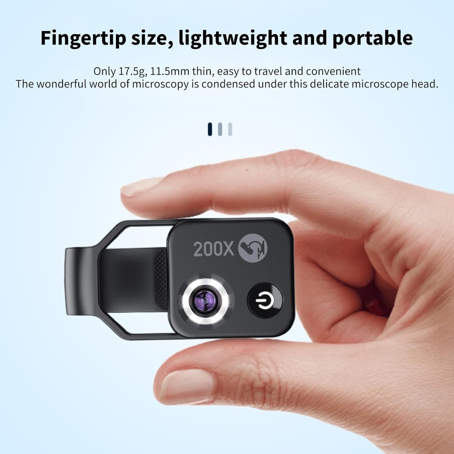 APEXEL 200x Mobilmikroskop, Mini Lommermikroskop, 6 LED-lysguider, 2 niveauer af lysstyrkejustering, Forstørrelses Makrolinsekit til Mobilkamera