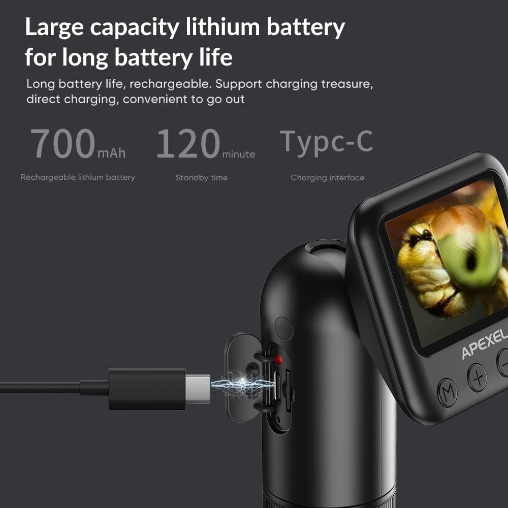 APEXEL Håndholdt Digitalt Mikroskop 12X-24X Bærbart Mikroskop 2,0 Tommer LCD Skærm 2MP Foto 720P Video med LED-lys