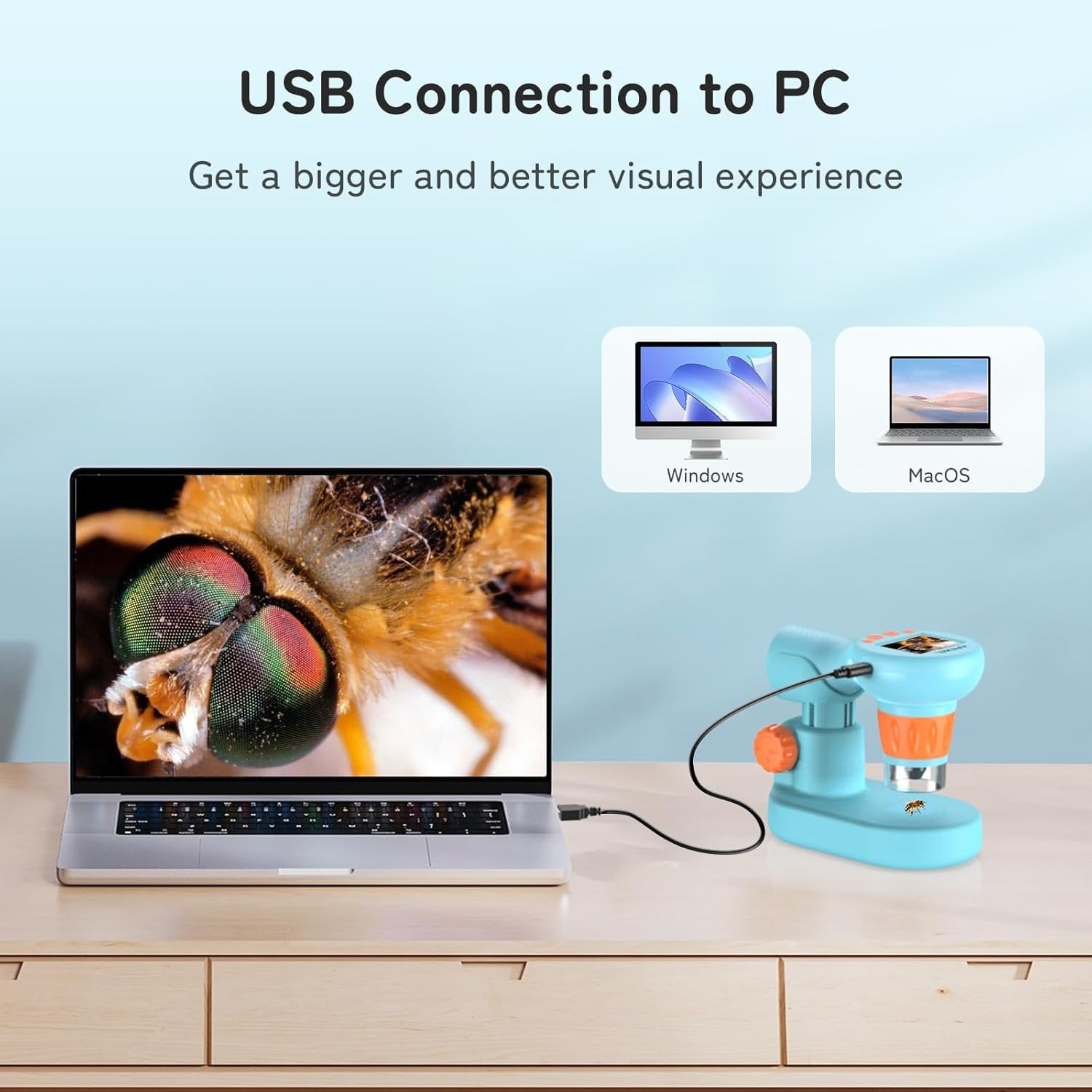 APEXEL digitalt mikroskop, 800X håndholdt mikroskop med 2” IPS-skærm, foto- og videoportabelt mikroskop med justerbare lamper