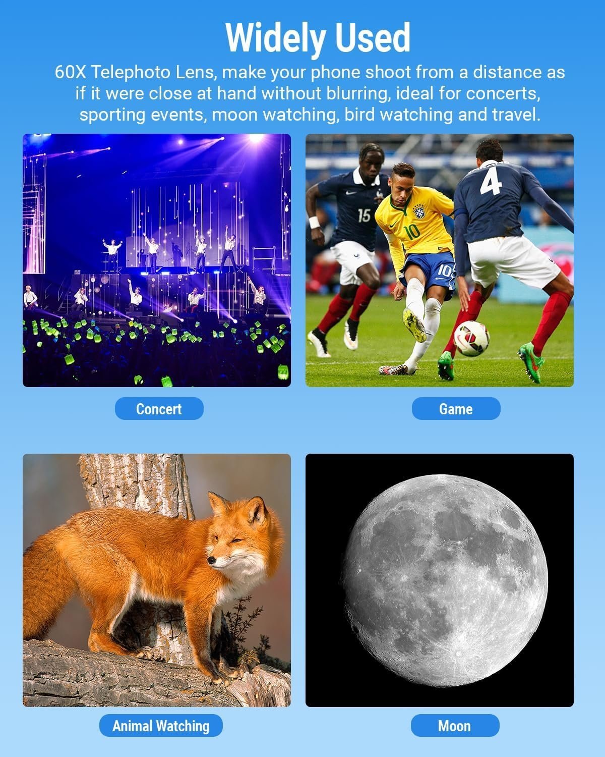 APEXEL Kraftfuldt 60X Teleobjektiv til iPhone Kameralinse og Stativ til Månekiggeri / Fritid