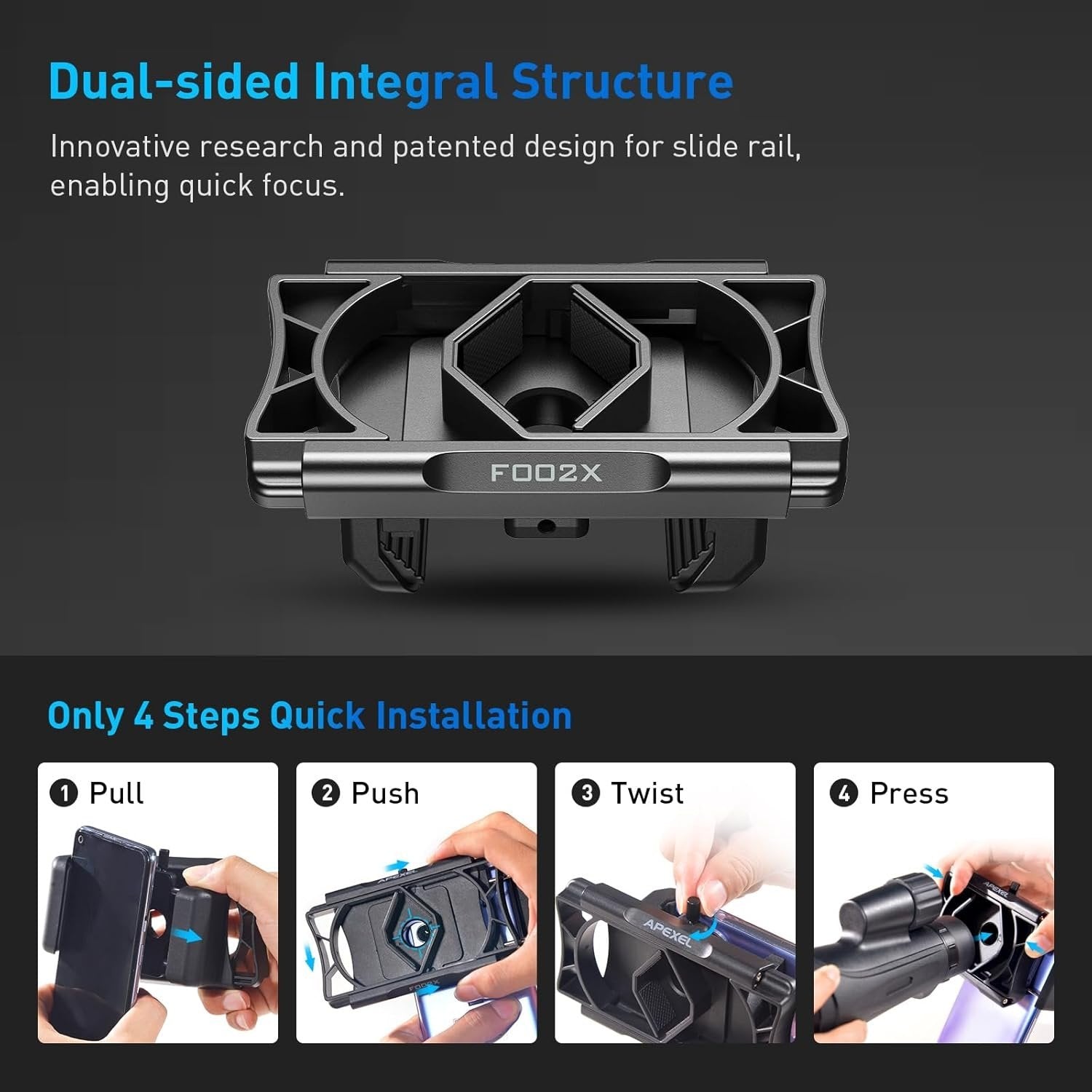 APEXEL Universel Mobiltelefon Mikroskopadapter med Fjernudløser og 360° Rotation