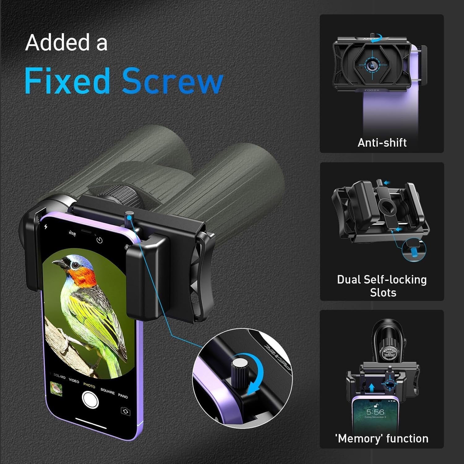 APEXEL Universel Mobiltelefon Mikroskopadapter med Fjernudløser og 360° Rotation