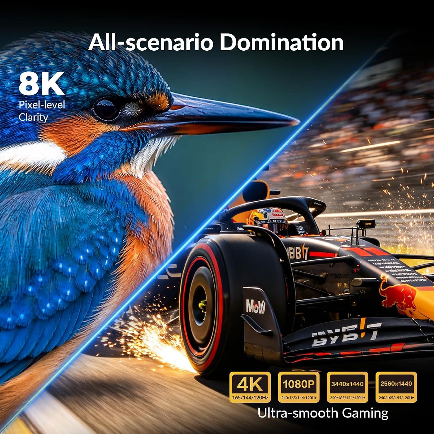 AV Access KVM Docking station 2 PC 3 Monitor 8K@60Hz, 4K@165/144Hz, 2K@144Hz 1G Ethernet , with Remote Controller, 3 x USB 3.0