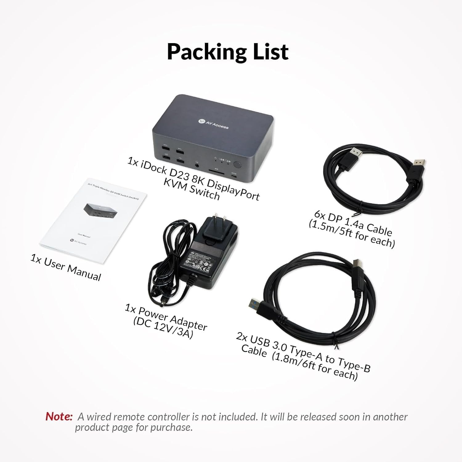 AV Access-dockingstation og KVM-switch 2 til 3 DP til DP, 8K60Hz, 5x USB-A, 1x USB-C PD, 3,5 mm AUX, SD-kortslot og 1 Gbps ethernet