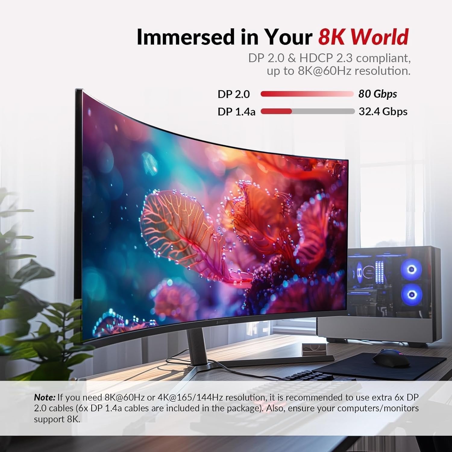 AV Access-dockingstation og KVM-switch 2 til 3 DP til DP, 8K60Hz, 5x USB-A, 1x USB-C PD, 3,5 mm AUX, SD-kortslot og 1 Gbps ethernet