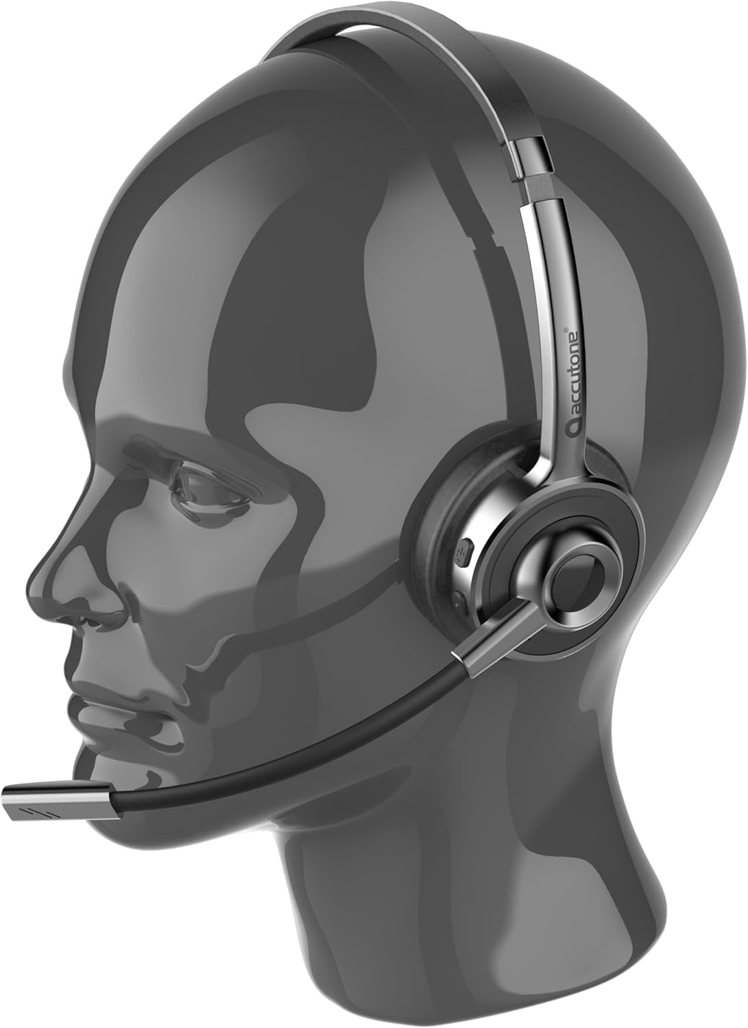 Accutone Sonar 280 Bluetooth USB Headset, Wireless Headset with mic for Work Over-Head Design, Active Noise Cancelling Mic, 14Hr Battery Life