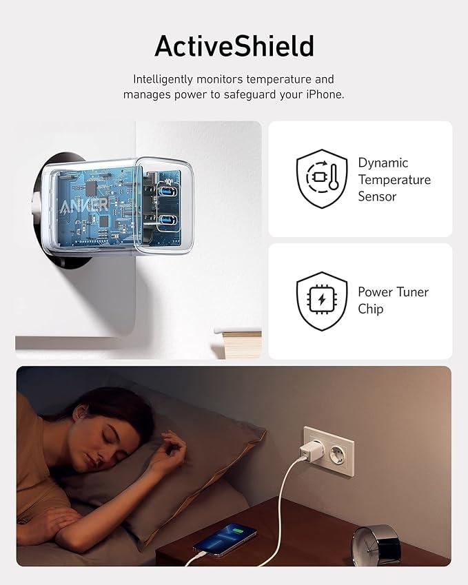 Anker 521 2xUSB-C Oplader 40W, Anker Nano Pro PIQ 3.0 Dobbelt USB-C-port