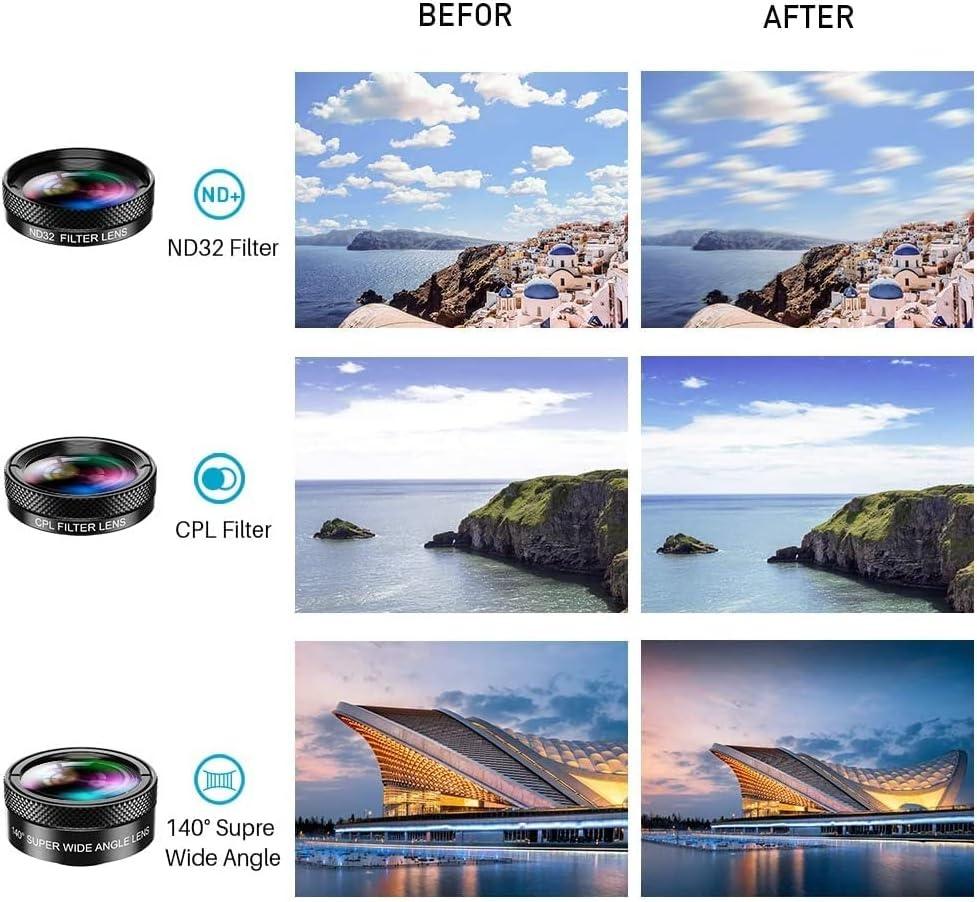 Apexel 11-i-1 Mobiltelefonkameralinse Sæt, Vidvinkel- og Makrolinse + Fisheye-linse