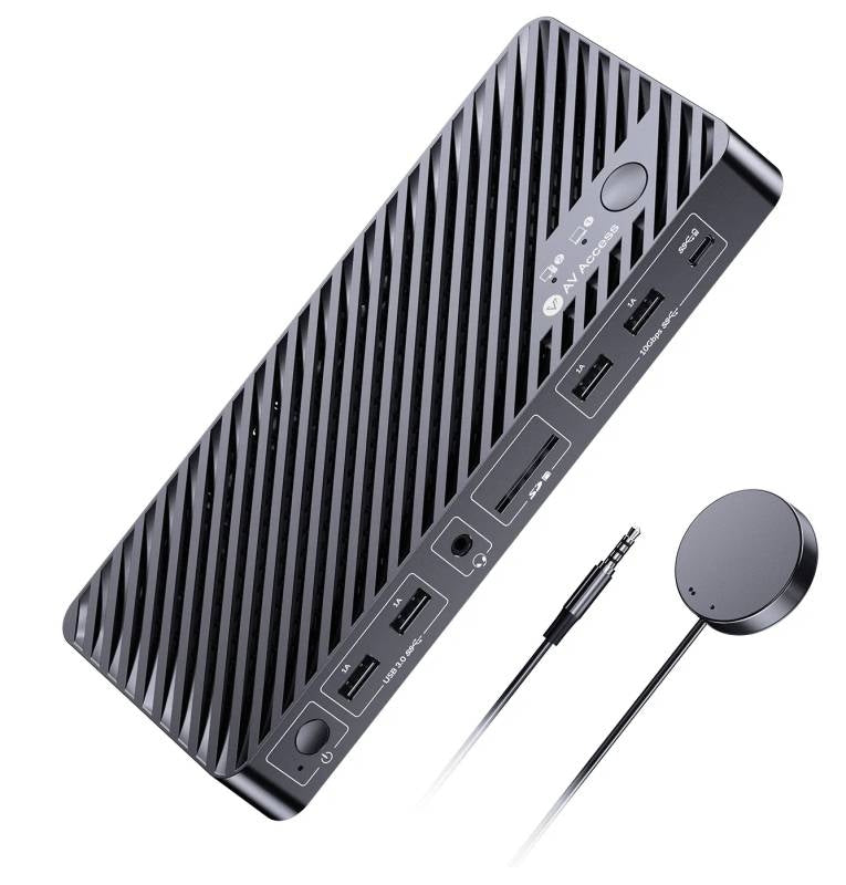 AV Access iDock M10 USB-C KVM-Switch Dockningsstation 2 til 2 for MacBook, Dual 4K HDMI Skærme, 1x Laptop + 1x PC, 100W Opladning