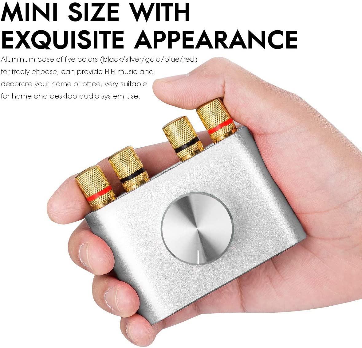 Bluetooth 5.0 stereoforstærker digital audio-forstærker 2x50W AUX / USB / BT sølv