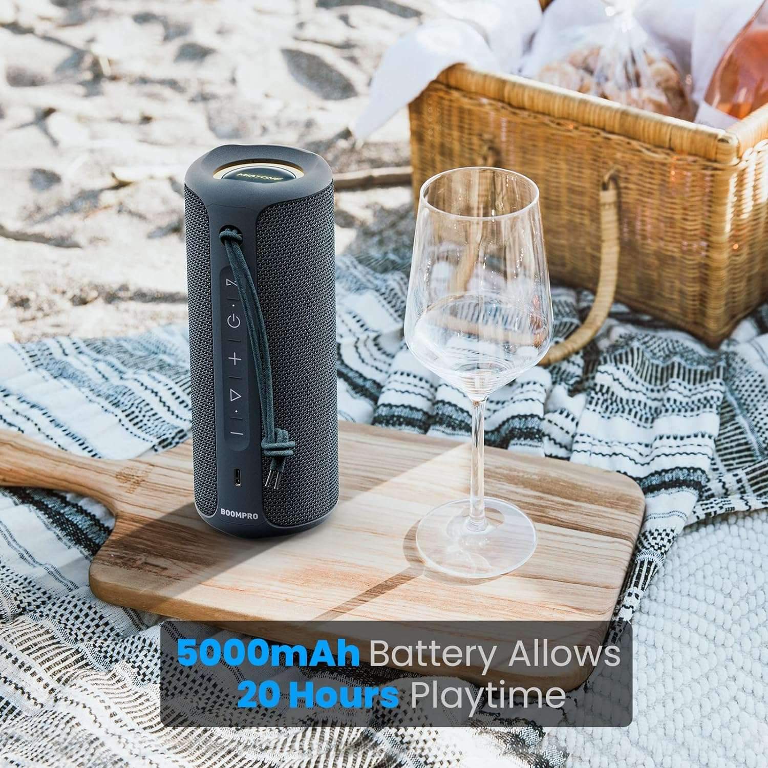 Bluetooth-højttaler 36W bærbar højttaler med stereolydbase, Bluetooth 5.3 trådløs IP7x vandtæt højttaler Blå