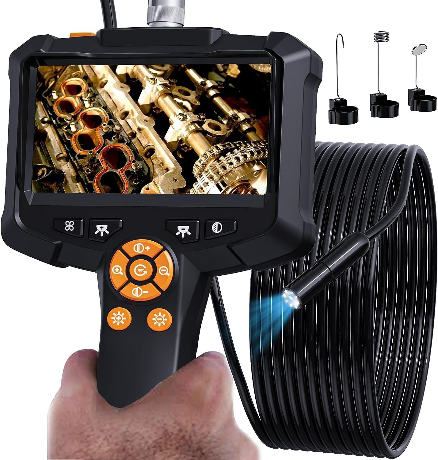 NÖRDIC 4,3" endoskopkamera med 8 LED-lys, IP67 vandtæt 1080P HD 5m kabel