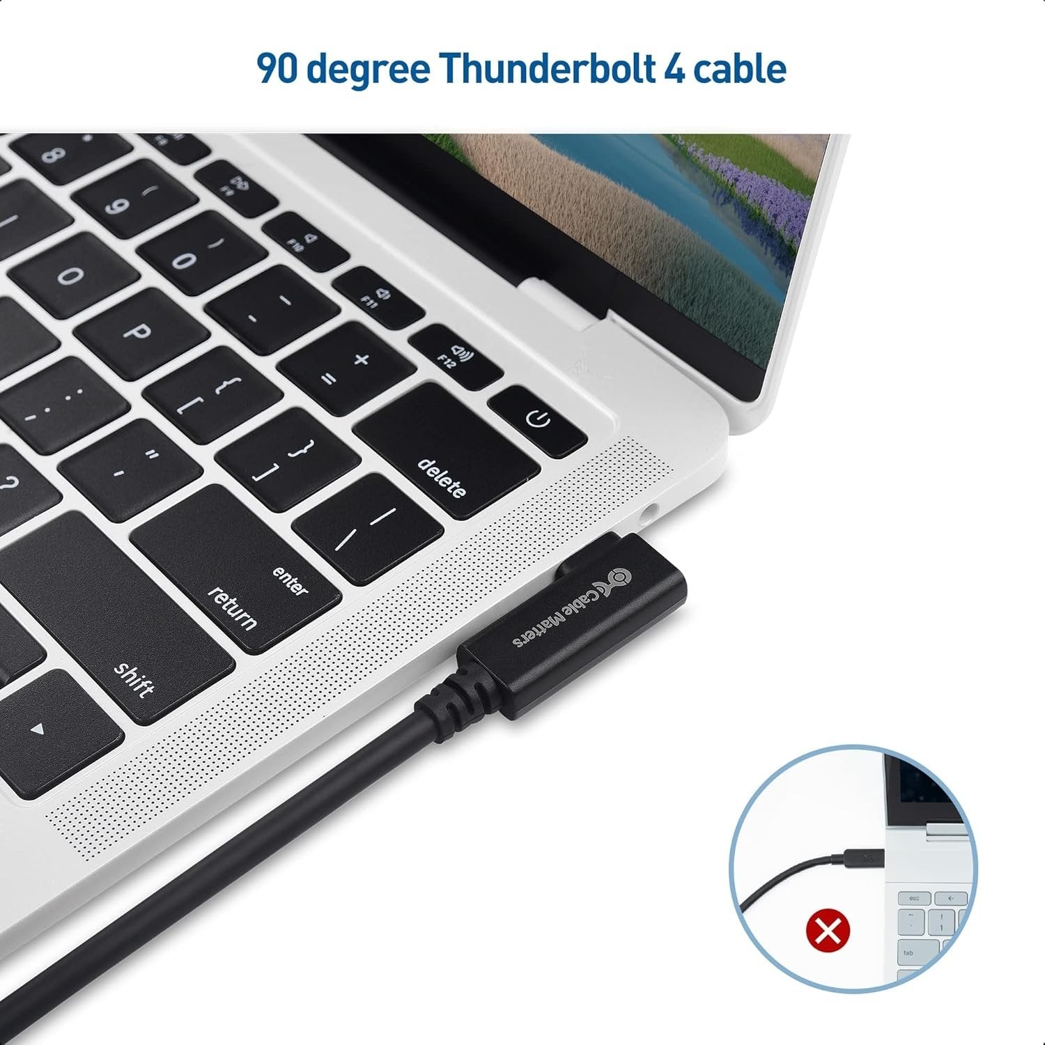 Cable Matters 80cm Intel-certificeret vinkelret Thunderbolt 4-kabel, 40Gbps, 8K, 240W, kompatibel med USB 4, Thunderbolt 3 og USB-C