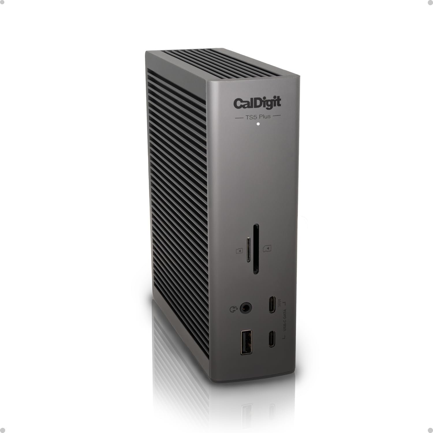 CalDigit TS5 Plus - 20 Porte Thunderbolt 5 Dockningsstation, 140W Opladning, 3X 80Gb/s Thunderbolt 5, 10x 10Gb/s USB Porte