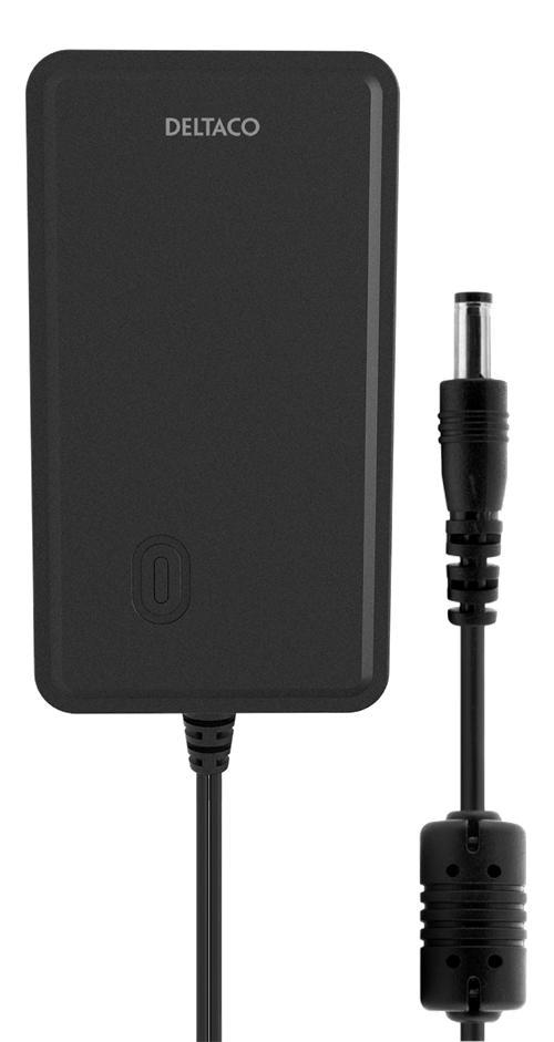 DELTACO Netadapter, 100-240V AC 50/60 Hz til 12V DC, 3A, 1,5m kabel, sort
