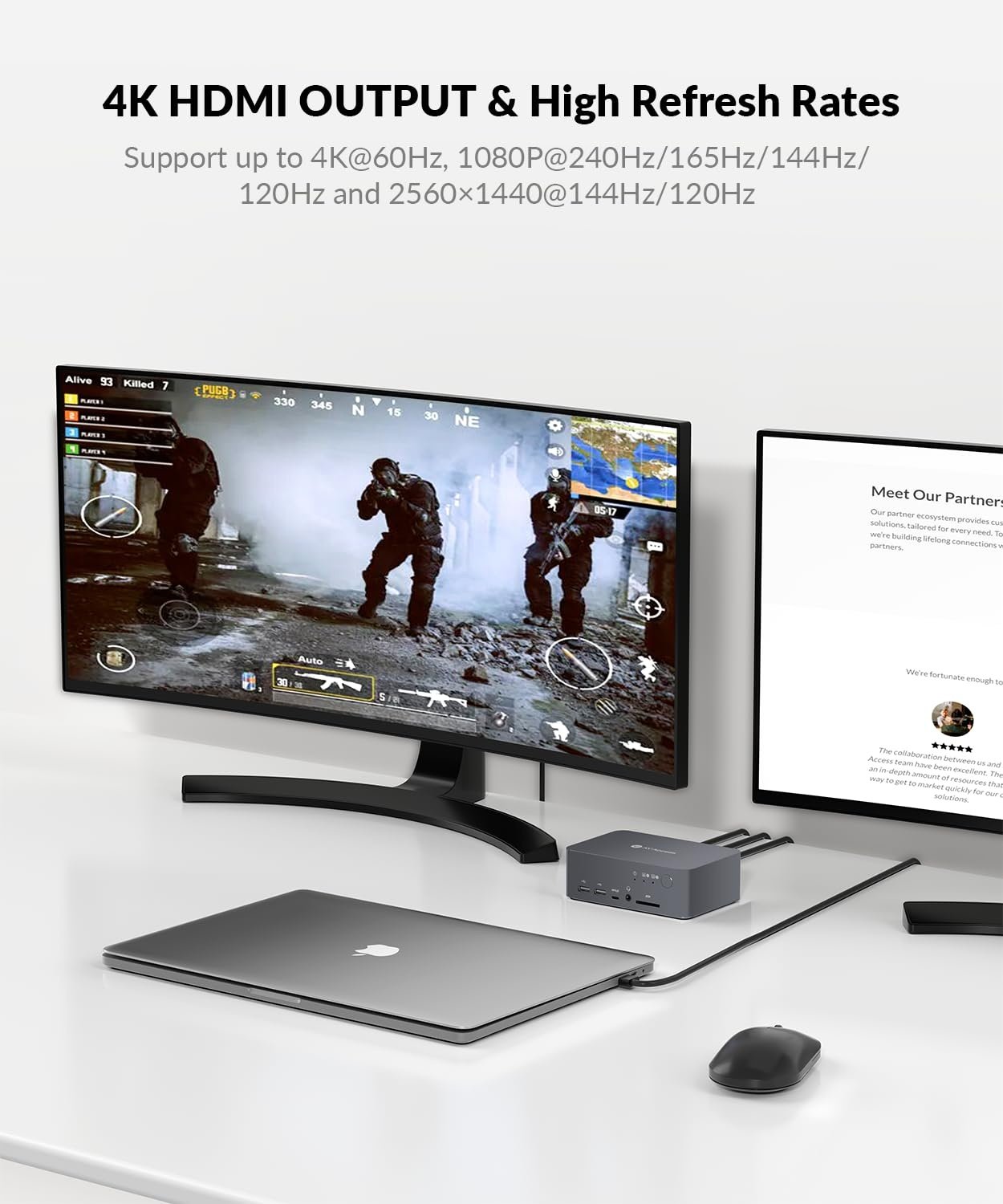 AV Access-dockingstation og KVM-switch 2 til 2 USB-C & DP+HDMI til HDMI, 4K60Hz, 5x USB-A, 1x USB-C PD 60W, 3,5 mm AUX, SD-kortslot og Toslink iDOCK C10