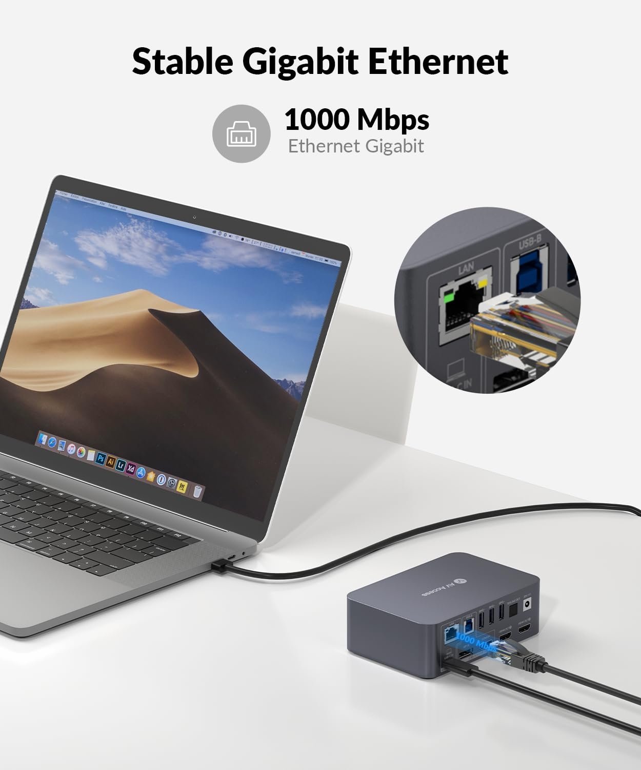 AV Access-dockingstation og KVM-switch 2 til 2 USB-C & DP+HDMI til HDMI, 4K60Hz, 5x USB-A, 1x USB-C PD 60W, 3,5 mm AUX, SD-kortslot og Toslink iDOCK C10