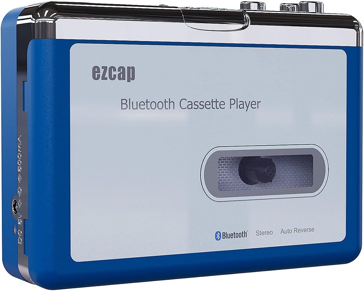 Ezcap Bluetooth kassetteafspiller, Walkman båndafspiller med 3,5 mm udgang og hovedtelefoner