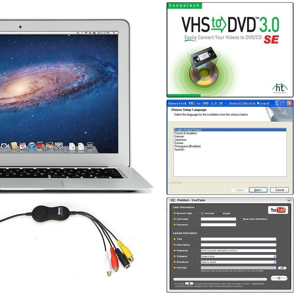 Ezcap USB2.0 UVC Analog till Digital Video Capture USB-A och USB-C