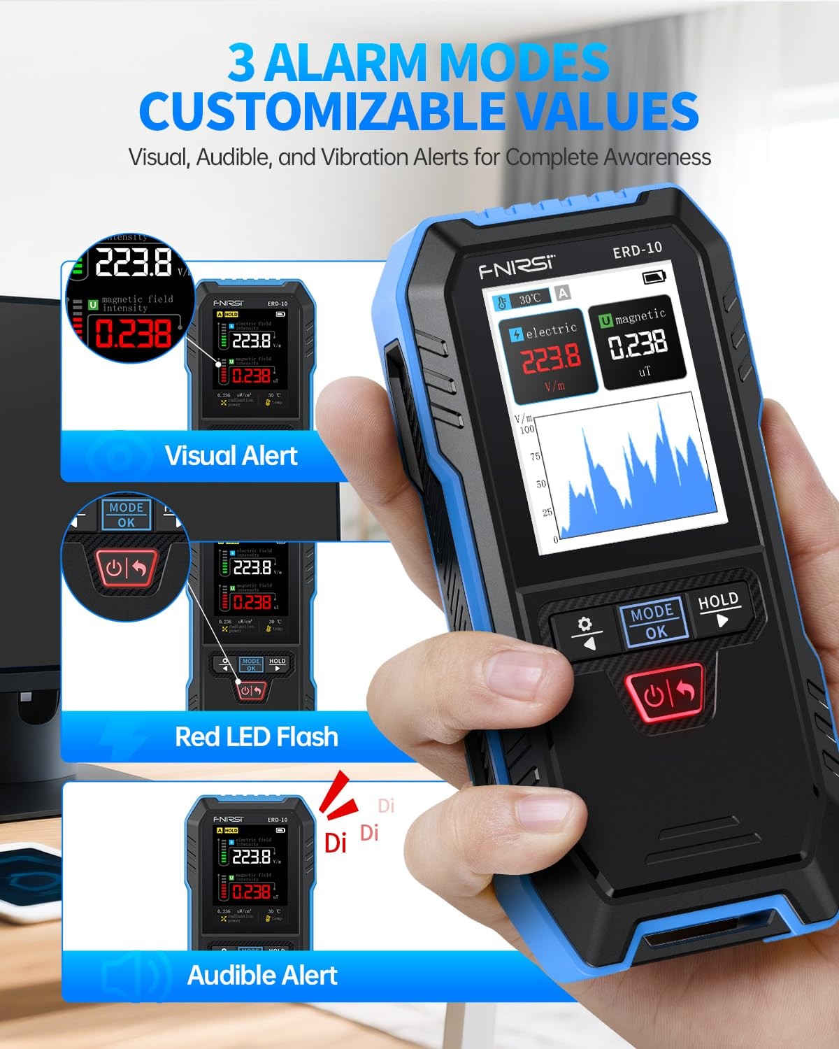 FNIRSI ERD-10 4-I-1 Elektromagnetisk Strålingsdetektor
