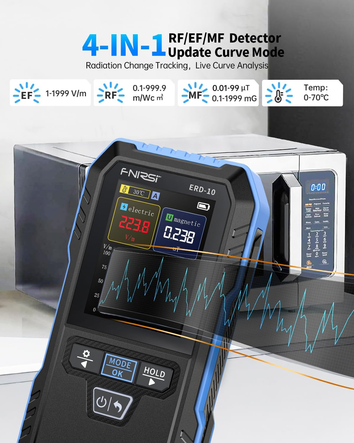 FNIRSI ERD-10 4-I-1 Elektromagnetisk Strålingsdetektor