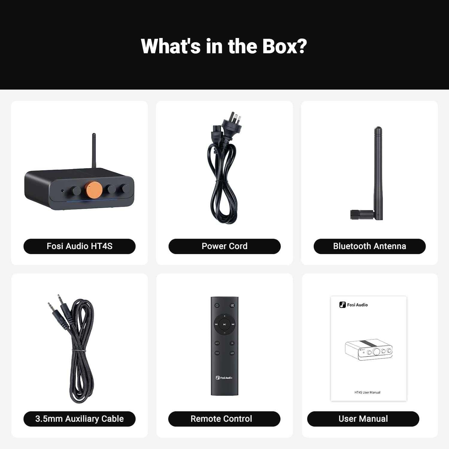 Fosi Audio HT4S Bluetooth-forstærker til udendørshøjttalere, 4-kanals effektforstærker