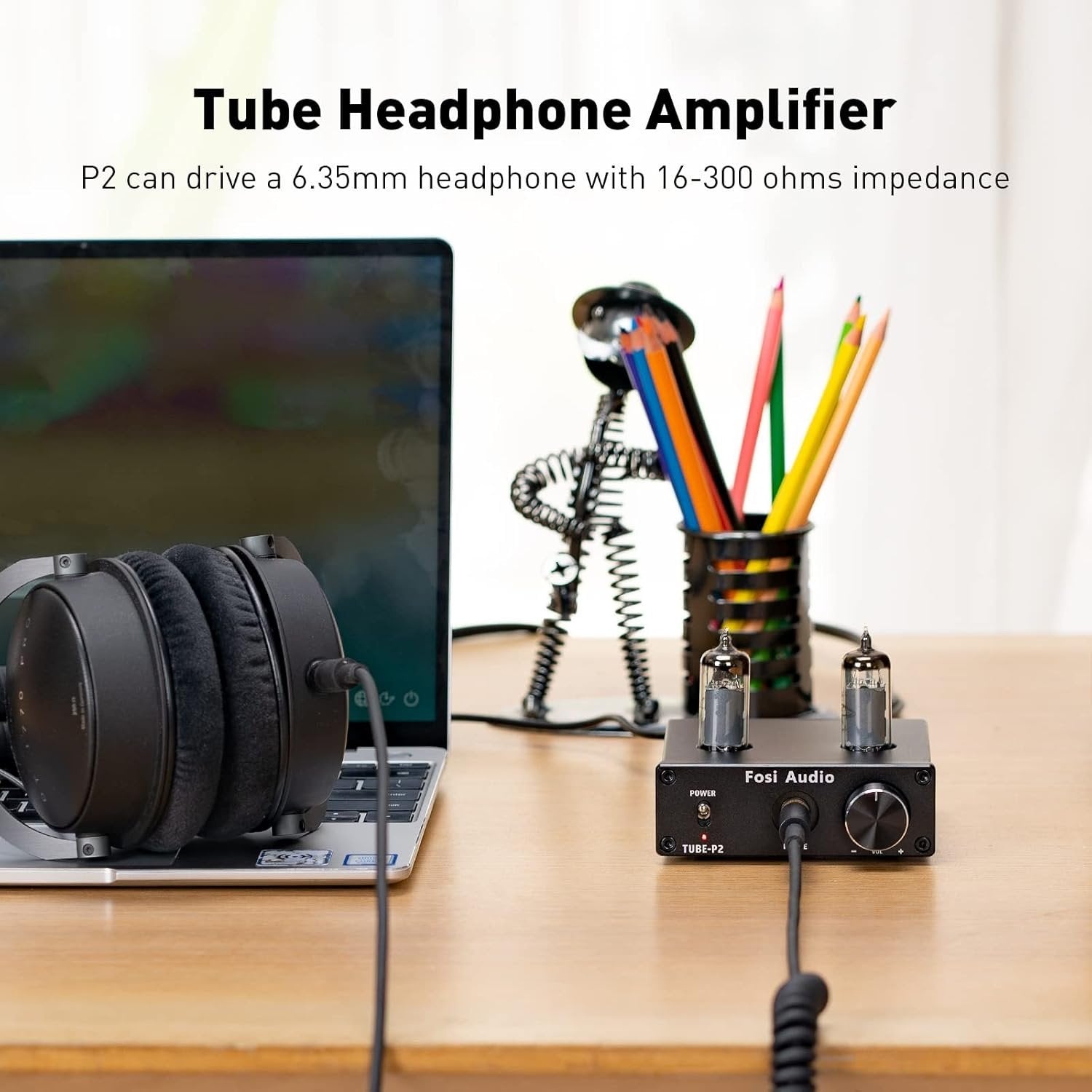 Fosi Audio P2 Hovedtelefonforstærker Vacuum Tube Hovedtelefonforstærker Mini Hi-Fi Stereo Audio