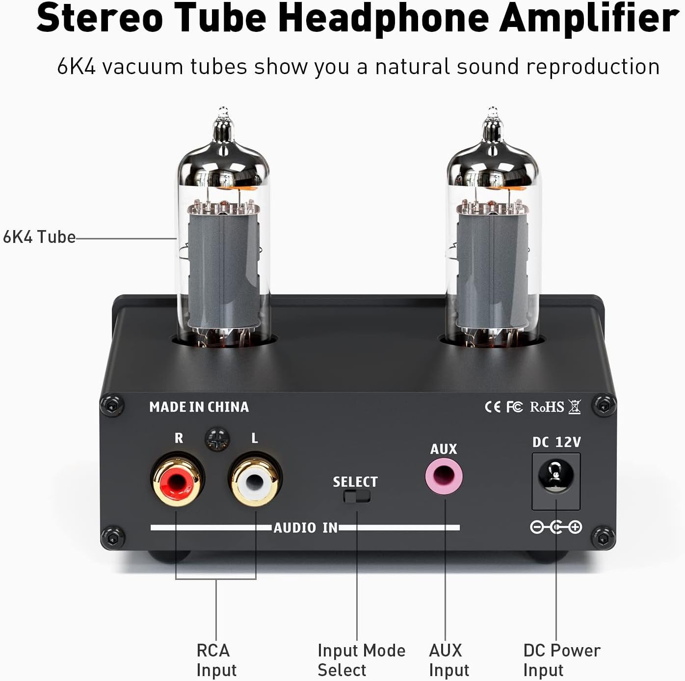 Fosi Audio P2 Hovedtelefonforstærker Vacuum Tube Hovedtelefonforstærker Mini Hi-Fi Stereo Audio