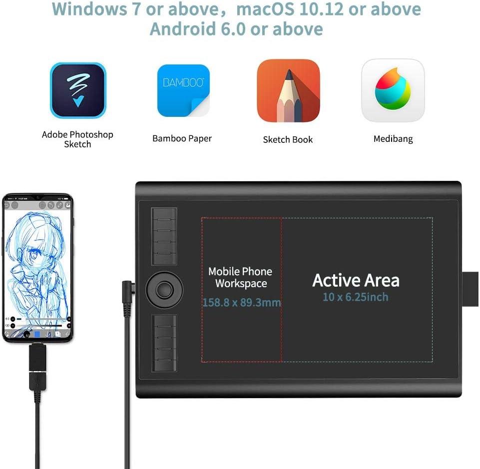 GAOMON M10K Version Pen Tablet - 25,4 x 16,9 cm grafisk tablet med 8192 trykfølsomhedsniveauer