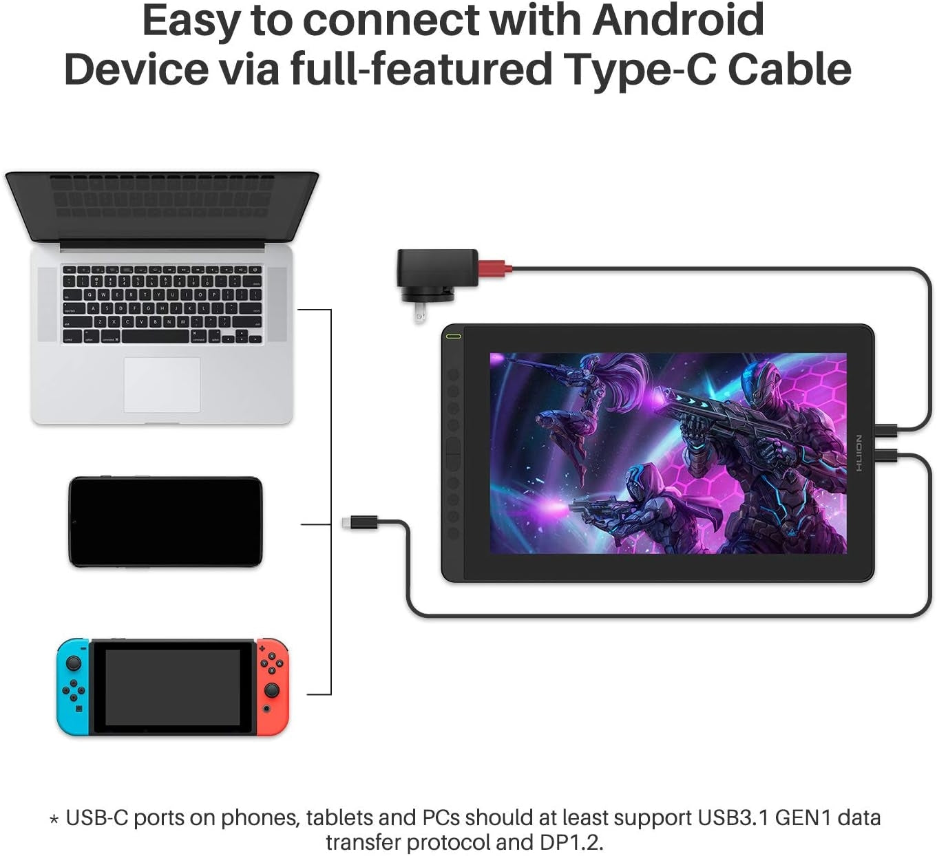 NÖRDIC Grafisk Tegneplade, 15,6 Tommer Full-lamineret skærm, 10 Programmerbare knapper, 8192 Pennetryk med Batterifri Pen