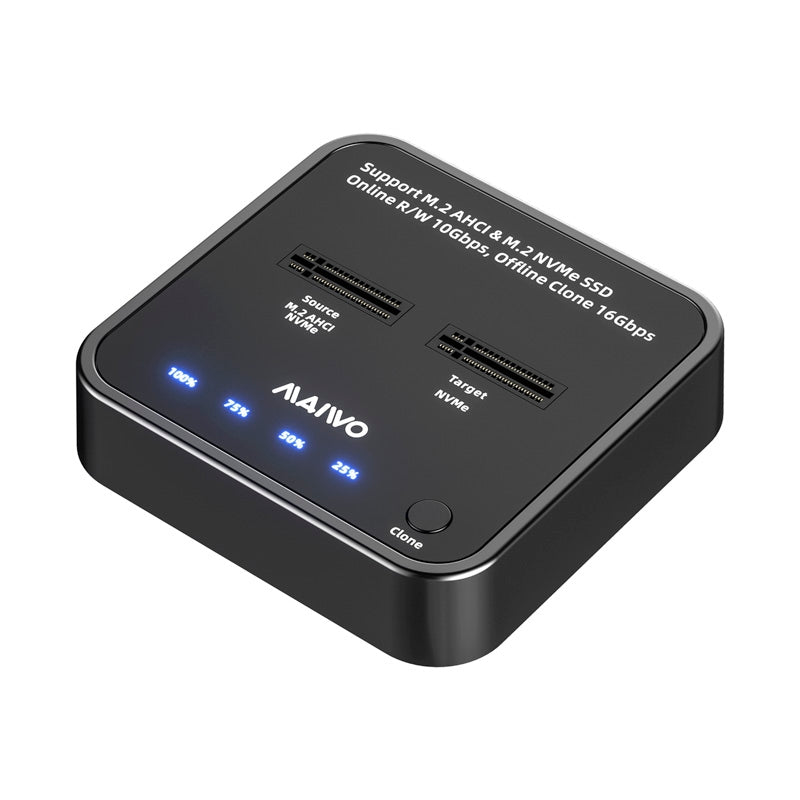 MAIWO K3016AN NVMe Cloner M.2 Duplicator for PCIe NVMe M-Key SSD, 16Gbps Cloning Speed, Access Two SSDs Simultaneously