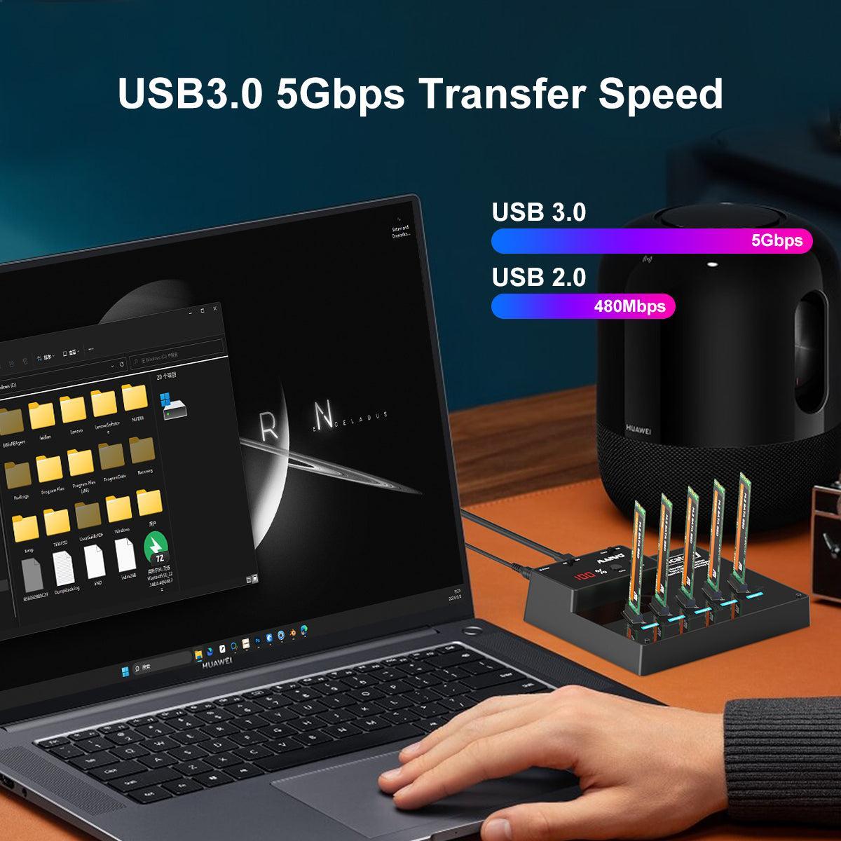 MAIWO SATA M.2 SSD Klon docking 1 til 4 B&M Key 5Gbps