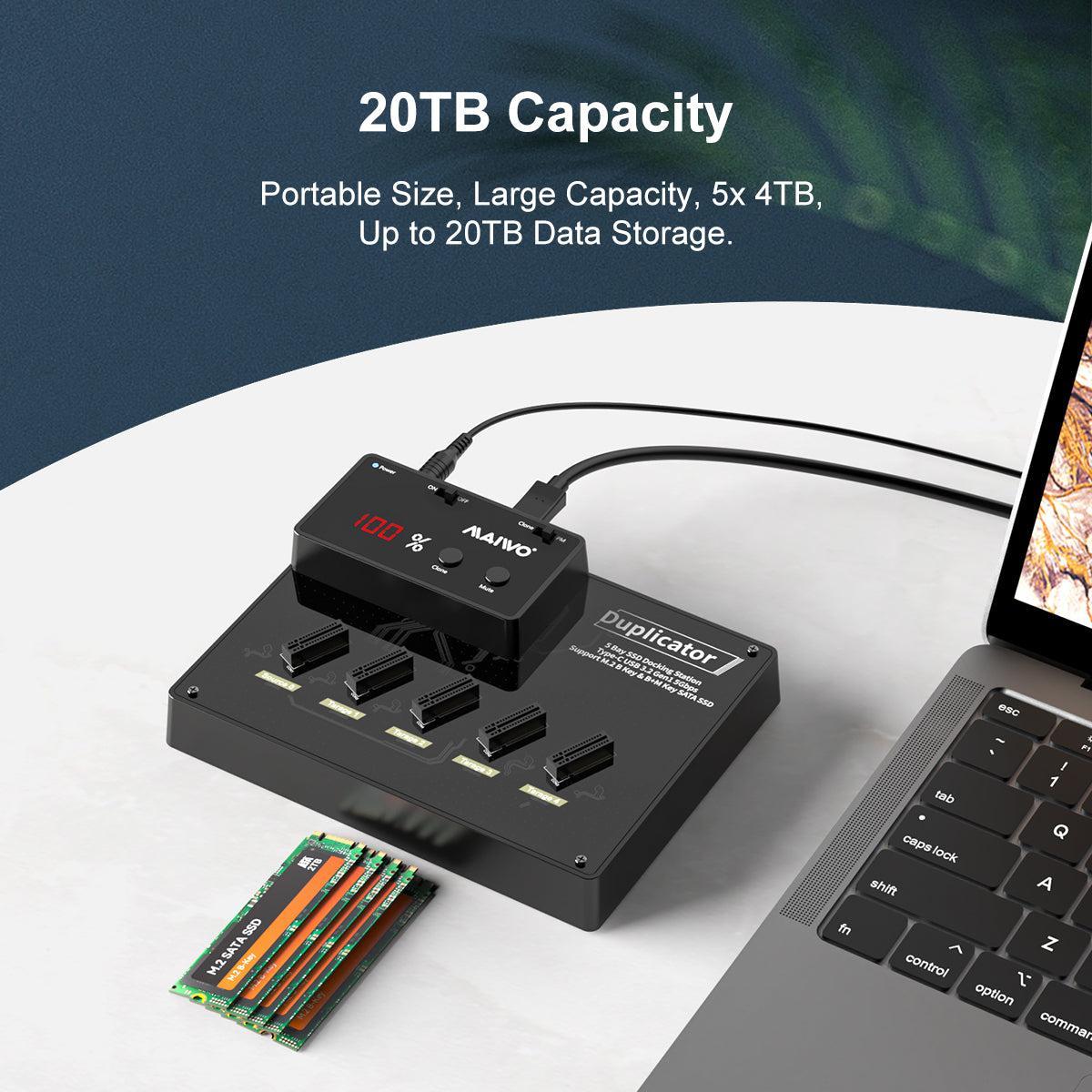 MAIWO SATA M.2 SSD Klon docking 1 til 4 B&M Key 5Gbps