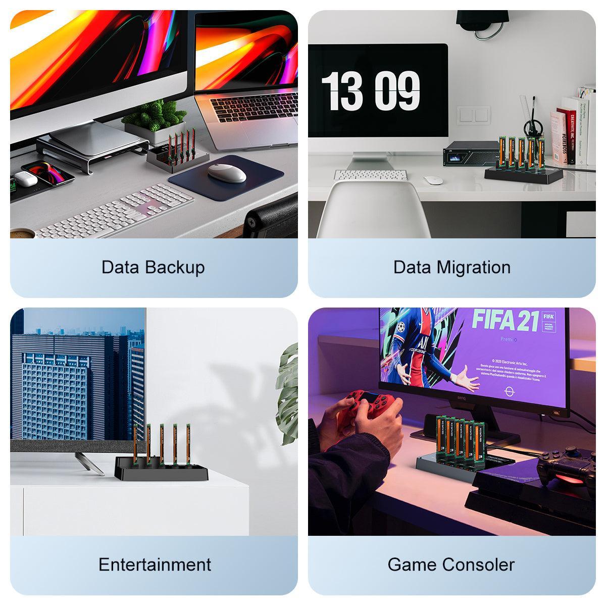 MAIWO SATA M.2 SSD Klon docking 1 til 4 B&M Key 5Gbps