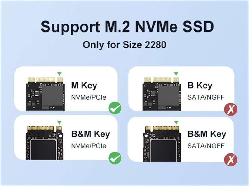 Maiwo USB4.0 NVME Eksternt kabinet 8tb m og B&M Key 2280