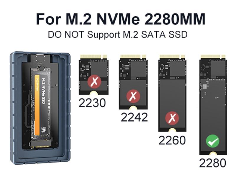 Maiwo USB4.0 NVME Eksternt kabinet 8tb m og B&M Key 2280