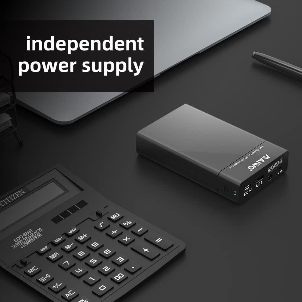 Maiwo K25682 USB 3.1 GEN1 5Gbps ekstern RAID0, 1, BOD storage cabinet 2x2,5 SATA-HDD SSD 7/9,5 mm op til 2 TB understøtter UASP USB-kabel type B til A