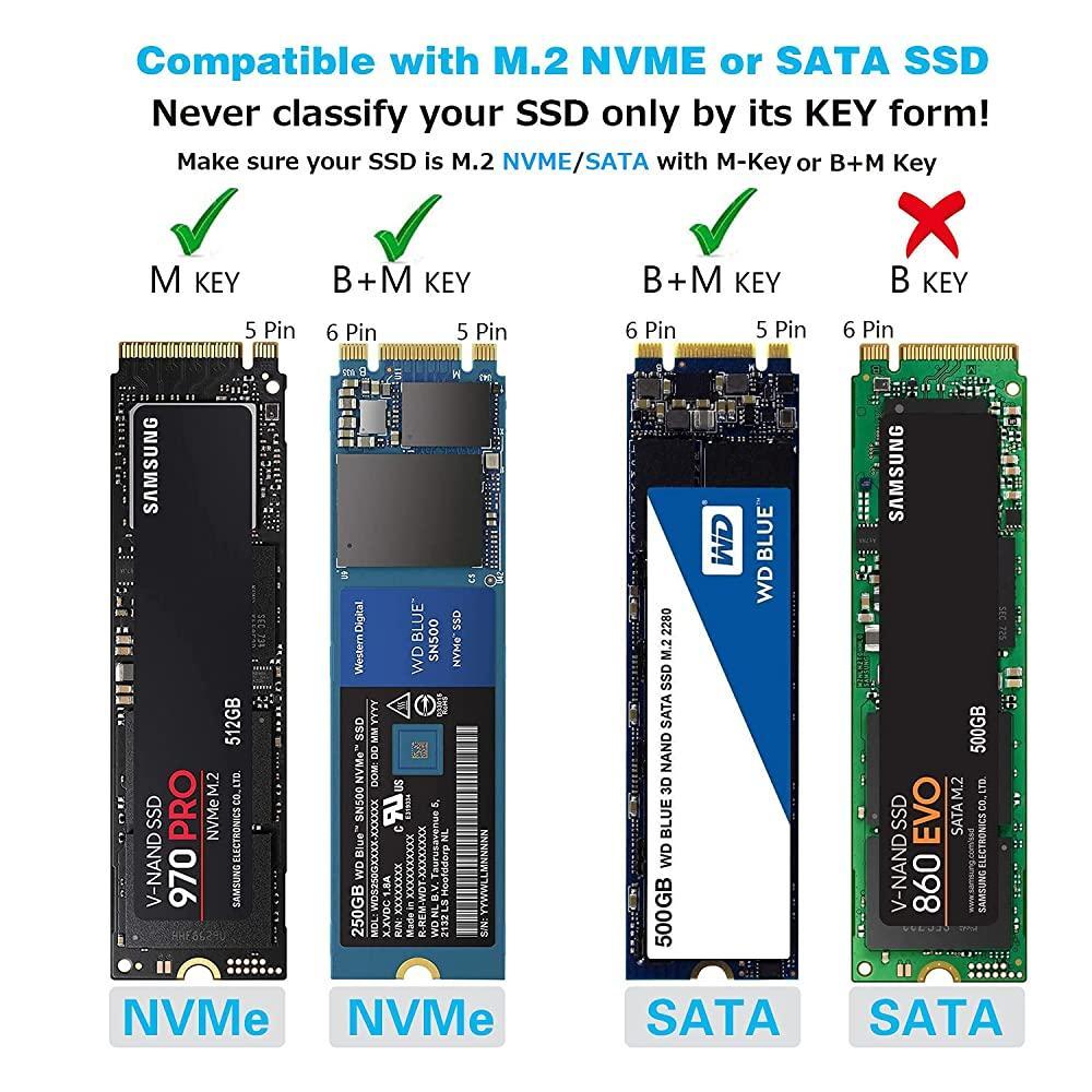 Maiwo K3016CL dockingstation til disk kloning SATA og NVMe SSD 1: 1 10 Gbps M-Key og Key B + M SD Express-kortlæser