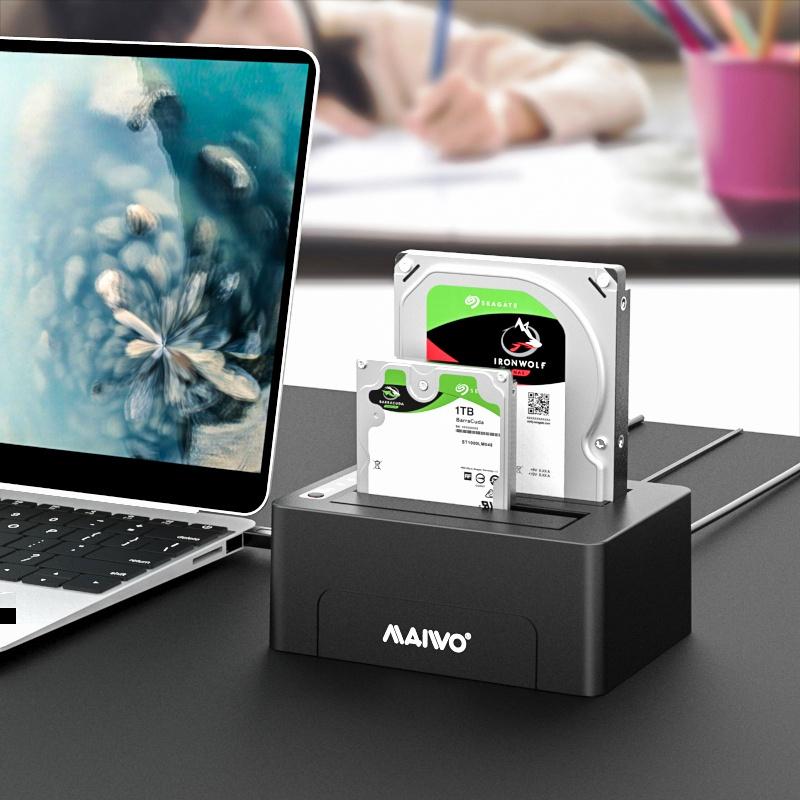 Maiwo K3082C C USB 3.1 GEN2 10Gbps Docking 2x 2,5 3,5 SATA-harddisk SSD op til 20TB med understøttelse af UASP, støtte SATAIII 6Gbps