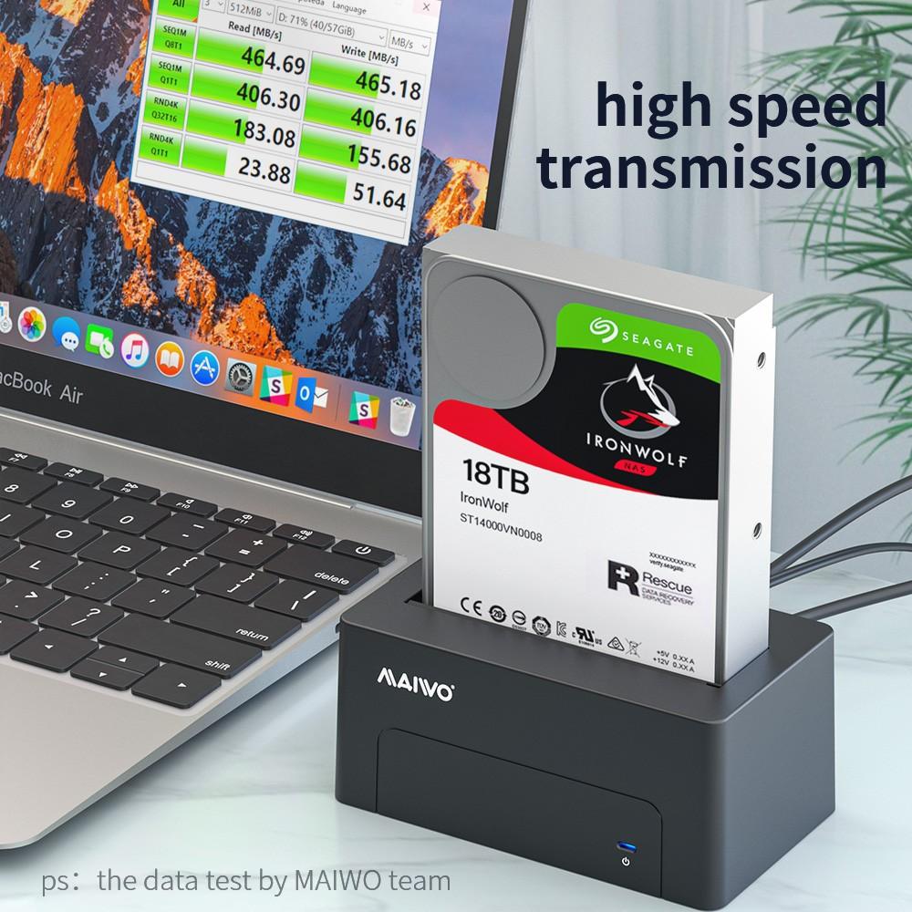 Maiwo K308 USB 3.1 GEN1 5Gbps Docking Station for 1. 2,5 / 3,5 "SATA-harddisk / SSD op til 14TB med understøttelse af UASP