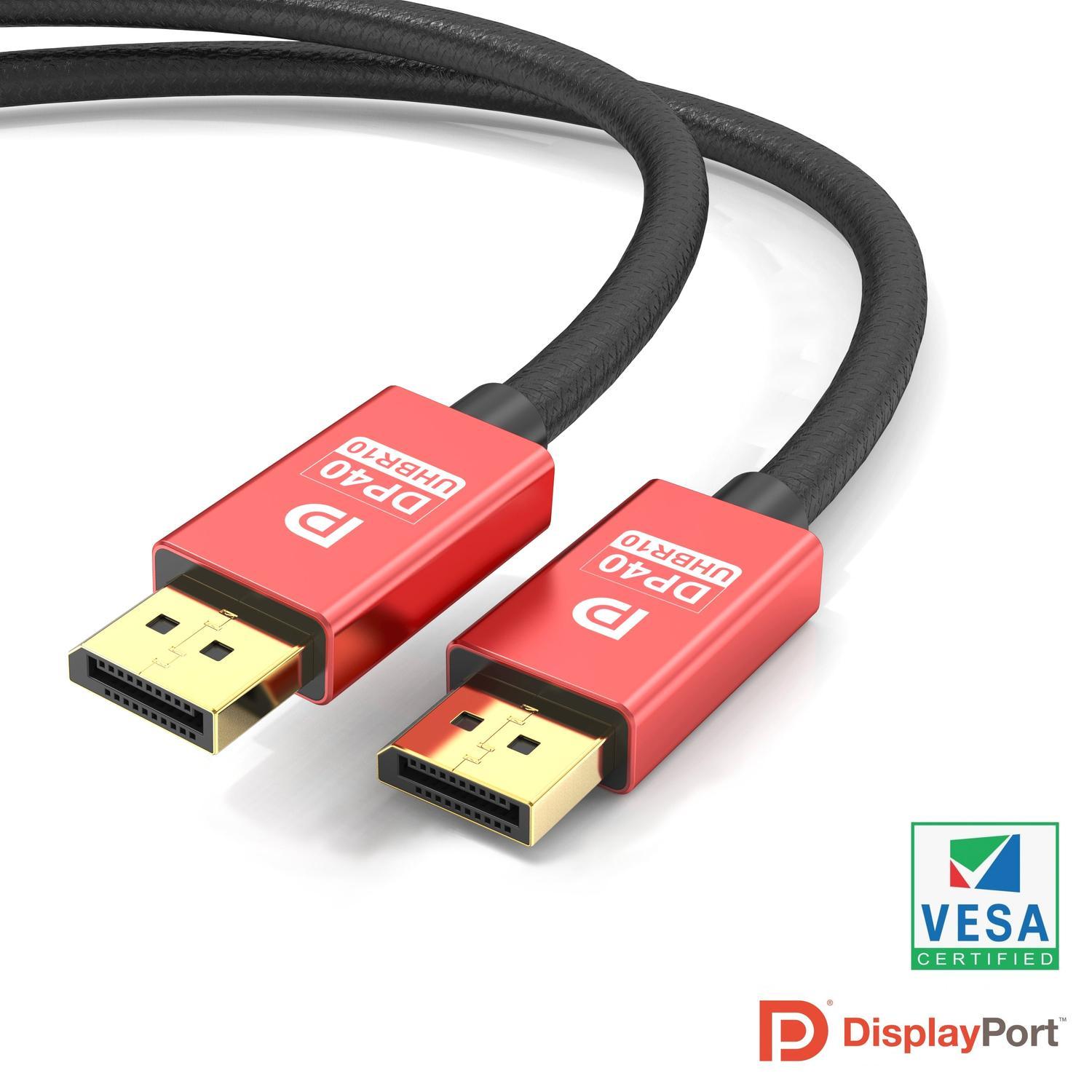 NORDIC CERTIFICEREDE KABLER 1,5m VESA Certified nylon flettet Displayport 2.1 kabel DP40 UHBR10 40Gbps 8K60H 4K144Hz