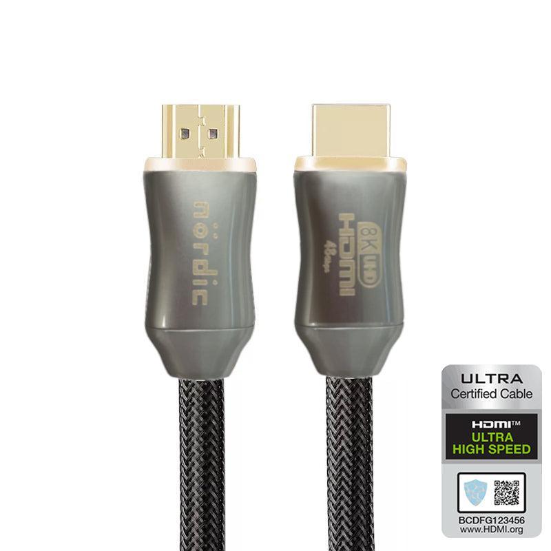 NORDIC CERTIFIED KABLER 3m Ultra High Speed HDMI 2.1 8K 60Hz 4K 120Hz 48Gbps Dynamic HDR eARC VRR nylon flettet kabel forgyldt ekstra holdbart