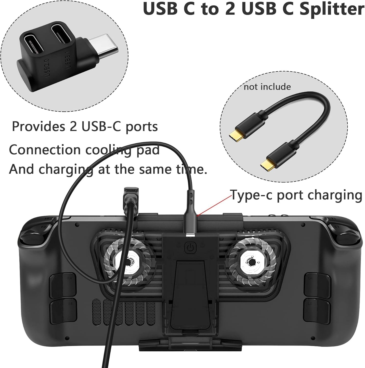 NÖRDIC USB-C 3.0 Han-til-Hun-Adapter til Data og Opladning 10 Gbps