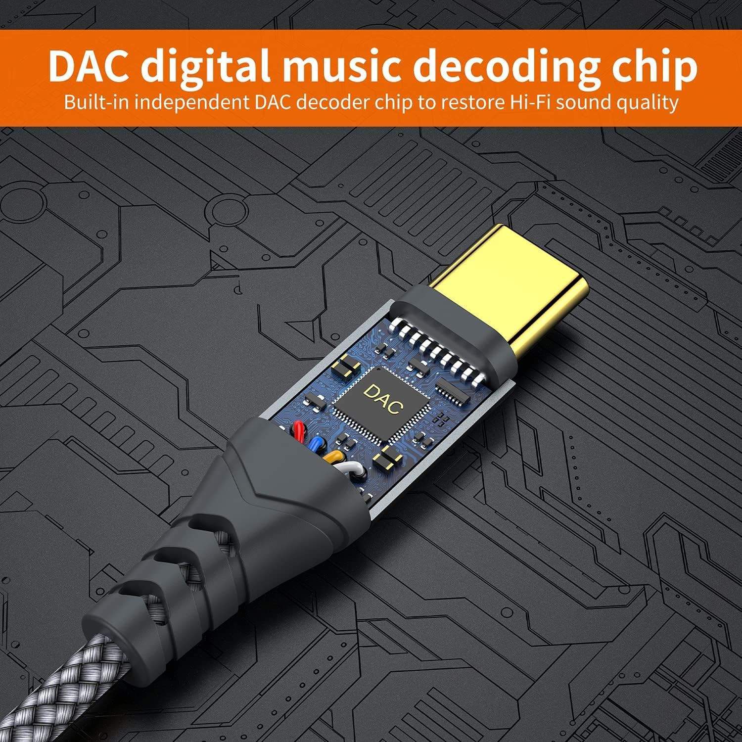 NÖRDIC 1,2 m USB-C til 3,5 mm hovedtelefon audio AUX kabel