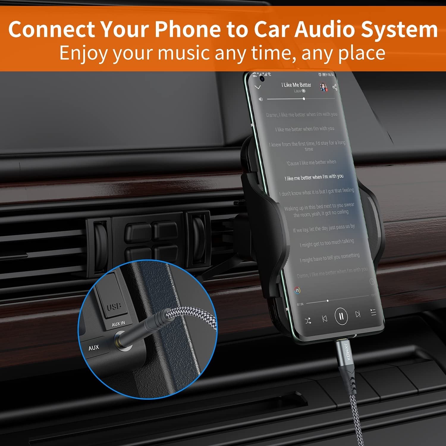 NÖRDIC 1,2 m USB-C til 3,5 mm hovedtelefon audio AUX kabel