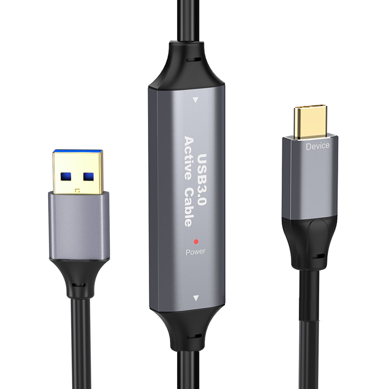NÖRDIC 15m Aktiv USB 3.0 A til C Kabel, 5Gbps Super Speed USB-kabel Kompatibel med VR, Kamera, Dockingstation og mere